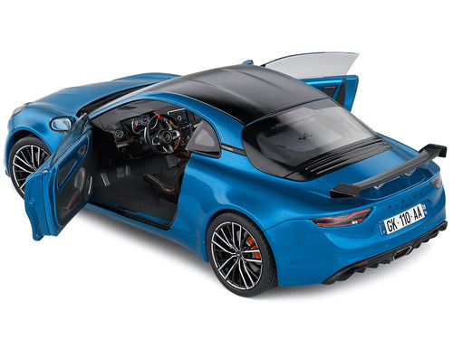 2023 Alpine A110S Pack Aero Bleu Alpine Blue Metallic with Black Top 1/18 Diecast Model Car by Solido