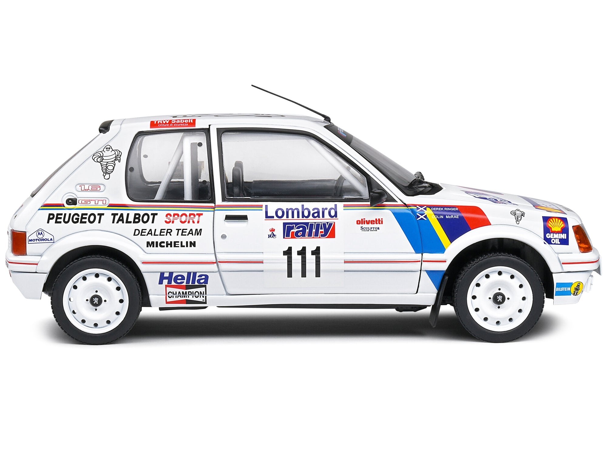 Peugeot 205 GTI #111 Colin McRae - Derek Ringer "Lombard RAC Rally" (1988) "Competition" Series 1/18 Diecast Model Car by Solido - Minihomy