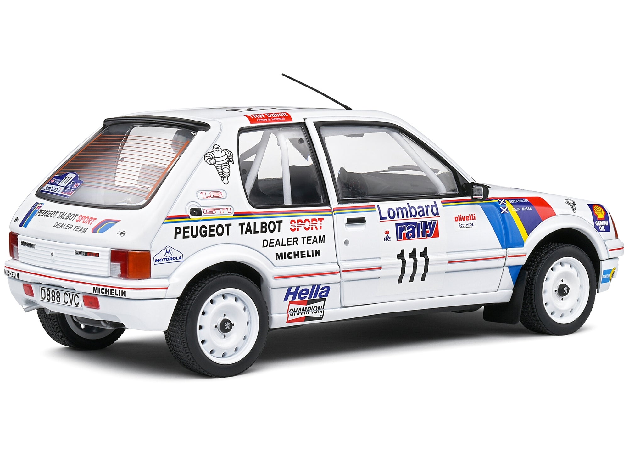 Peugeot 205 GTI #111 Colin McRae - Derek Ringer "Lombard RAC Rally" (1988) "Competition" Series 1/18 Diecast Model Car by Solido - Minihomy