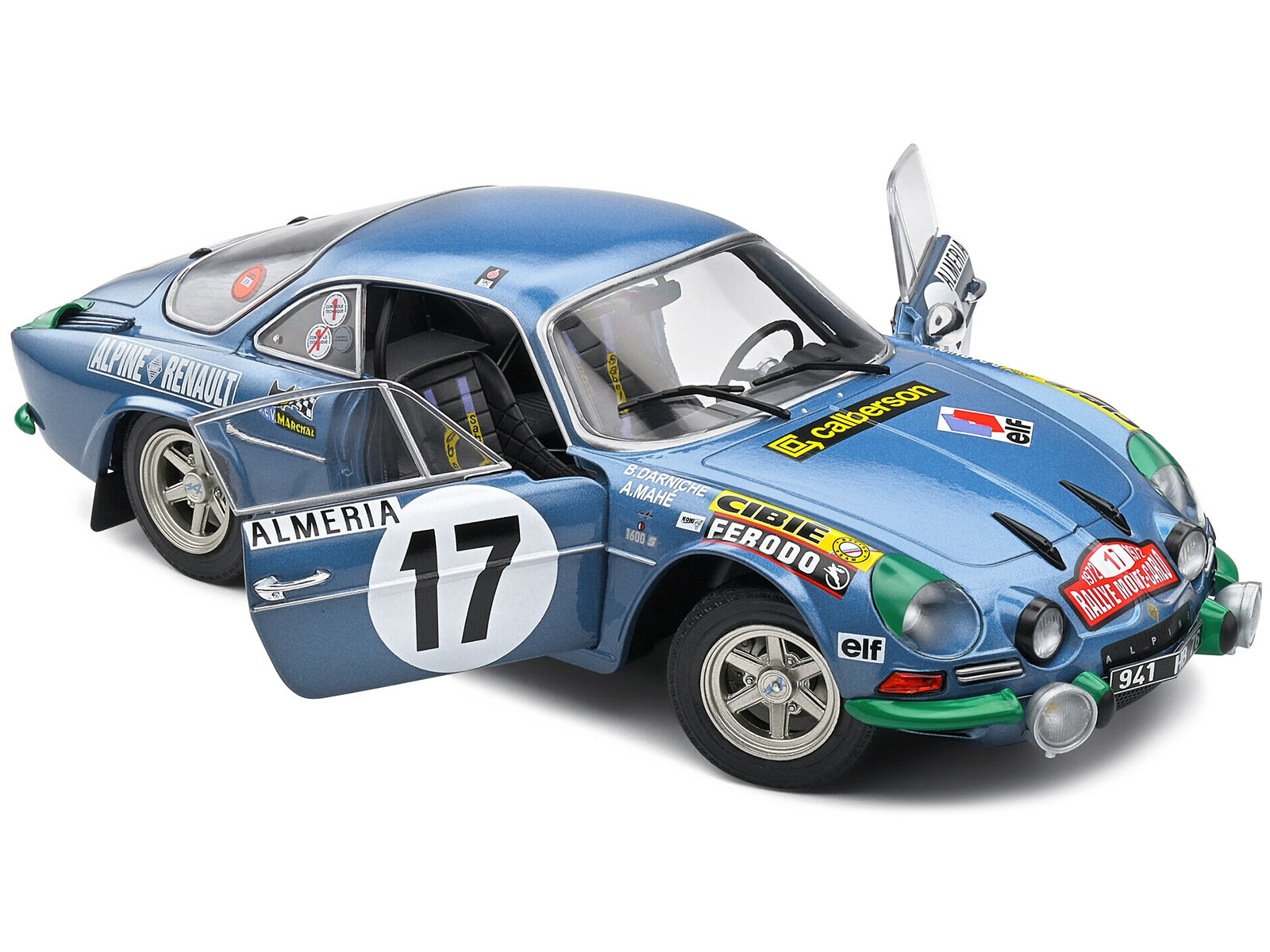 Alpine A110 1600S #17 Bernard Darniche - Alain Mahe "Rallye de Monte-Carlo" (1972) "Competition" Series 1/18 Diecast Model Car by Solido - Minihomy