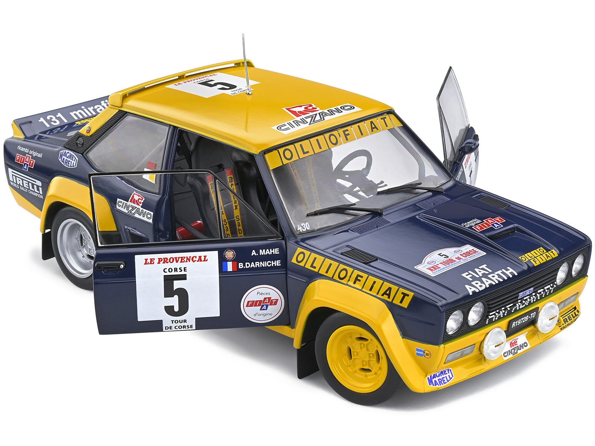 Fiat 131 Abarth #5 Bernard Darniche - Alain Mahe Winner Tour De Corse (1977) 1/18 Diecast Model Car by Solido - Minihomy