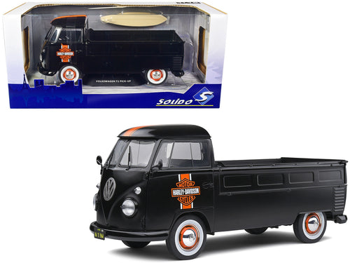 1950 Volkswagen T1 Custom Pickup Truck Matt Black with Orange Stripes 