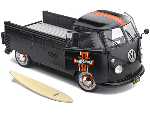 1950 Volkswagen T1 Custom Pickup Truck Matt Black with Orange Stripes 