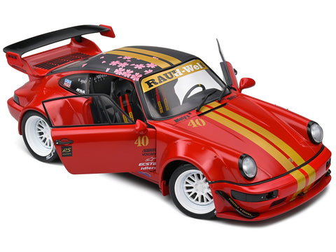 2021 RWB Bodykit #40 Red with Gold Stripes, Black Top and Cherry Blossom Graphics 