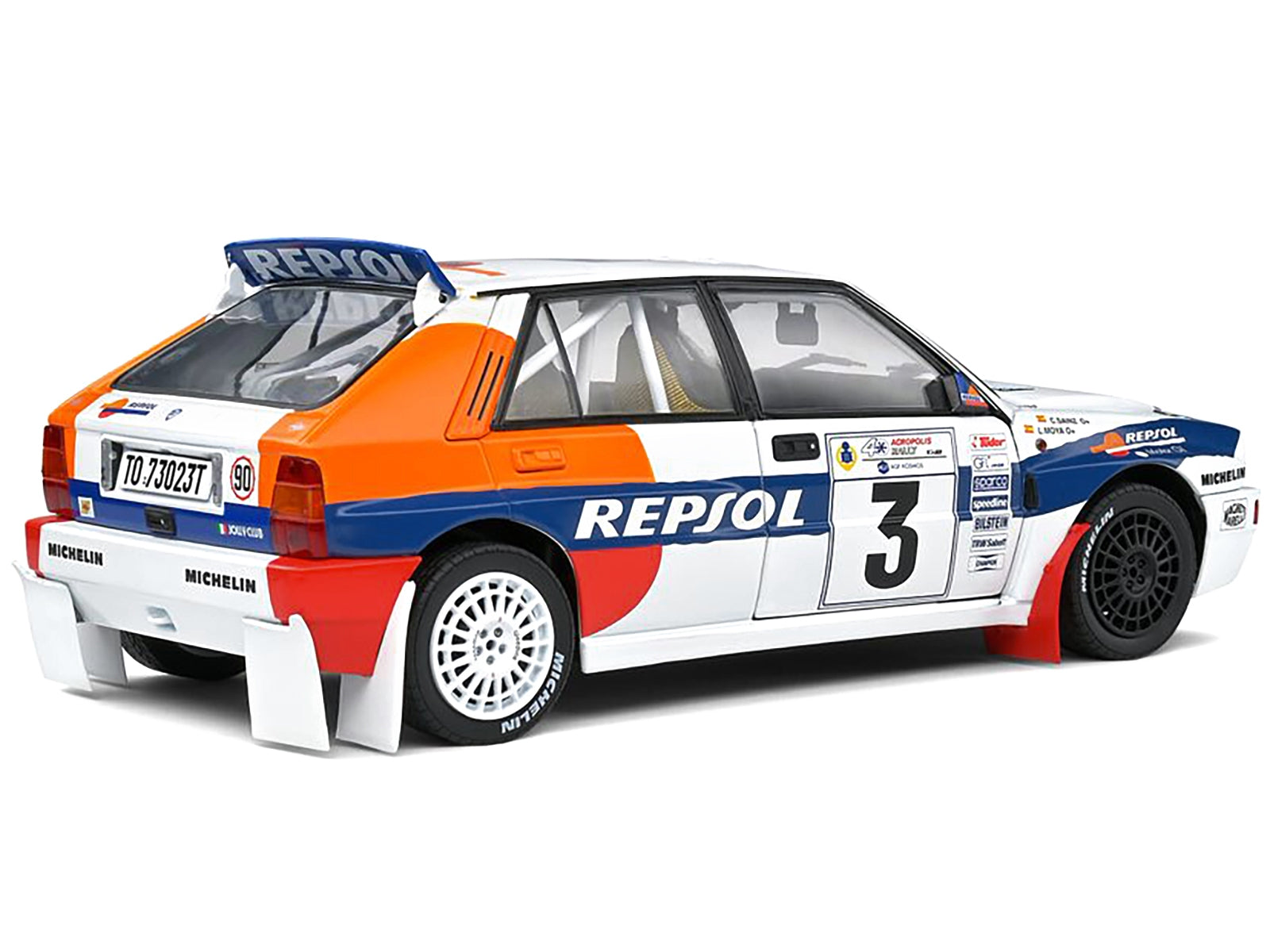 Lancia Delta HF Integrale #3 Carlos Sainz - Luis Moya "Acropolis Rally" (1993) "Competition" Series 1/18 Diecast Model Car by Solido - Minihomy