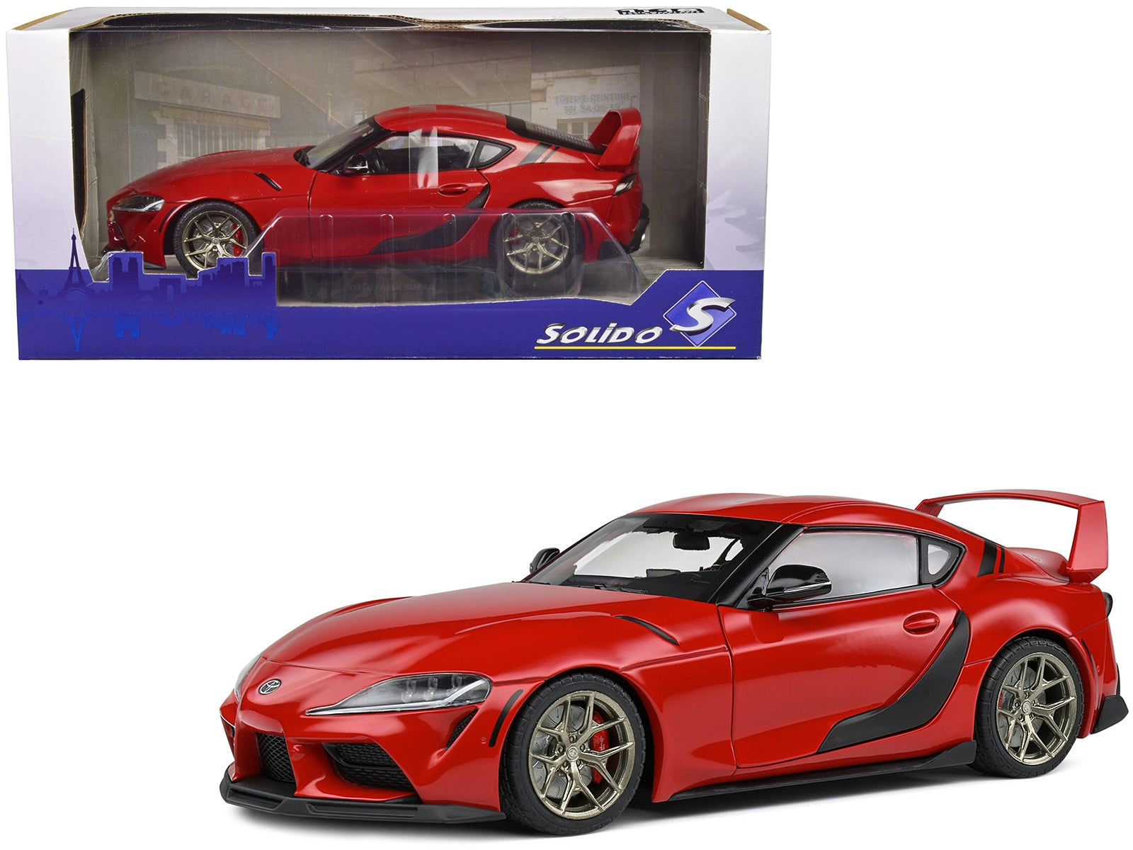 2023 Toyota GR Supra Streetfighter Prominance Red 1/18 Diecast Model Car by Solido - Minihomy