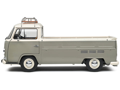 1968 Volkswagen T2 Pickup Truck Gray and White with Roofrack 1/18 Diecast Model Car by Solido