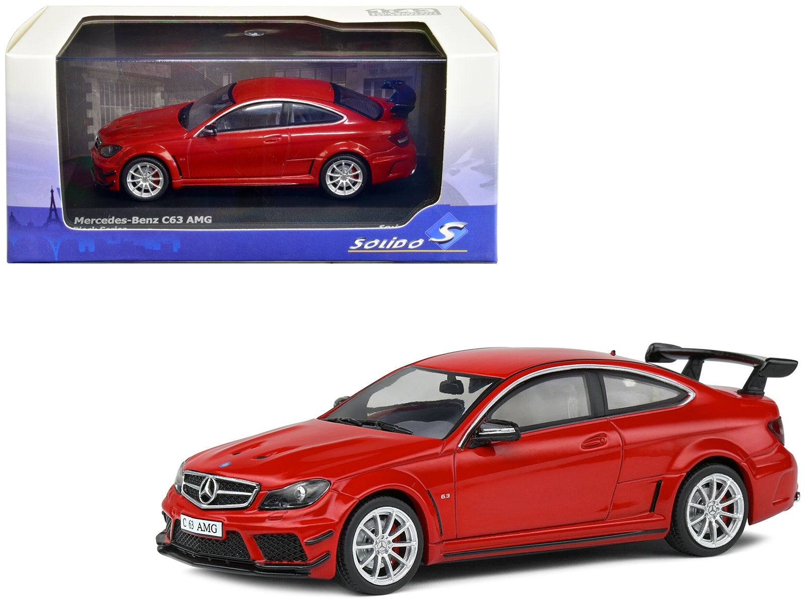 2012 Mercedes-Benz C63 AMG Black Series Fire Opal Red 1/43 Diecast Model Car by Solido - Minihomy