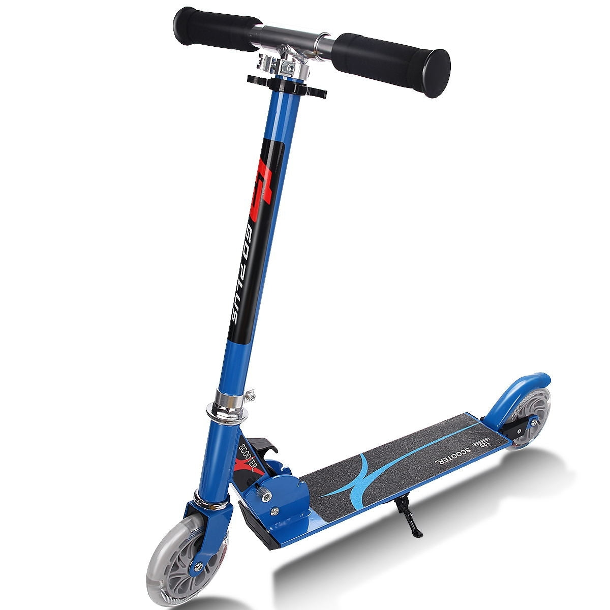 Folding Aluminum Kids Kick Scooter with LED Lights-Blue - Color: Blue