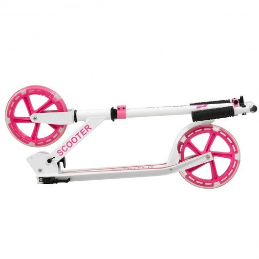 Portable Folding Sports Kick Scooter with LED Wheels-Pink - Color: Pink - Minihomy