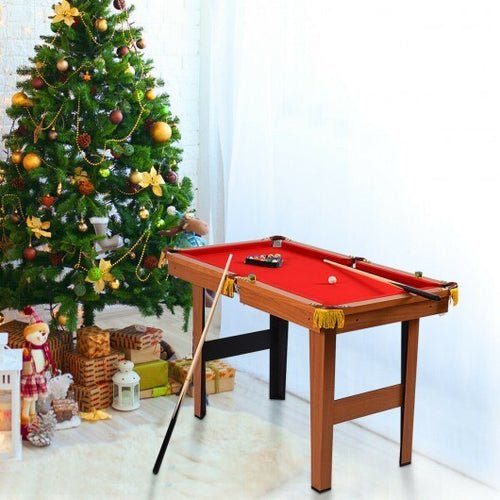 48 Inch Mini Table Top Pool Table Game Billiard Set - Color: Red