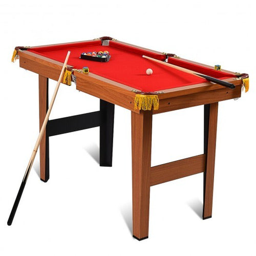 48 Inch Mini Table Top Pool Table Game Billiard Set - Color: Red