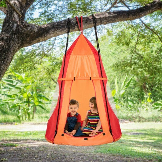 2-in-1 40 Inch Kids Hanging Chair Detachable Swing Tent Set-Orange - Color: Orange - Minihomy