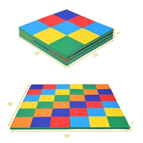 58 Inch Toddler Foam Play Mat Baby Folding Activity Floor Mat - Color: Multicolor