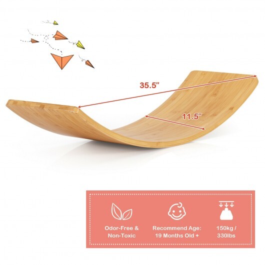 35.5 Inch Wooden Wobble Balance Board for Toddler and Adult - Color: Natural - Minihomy