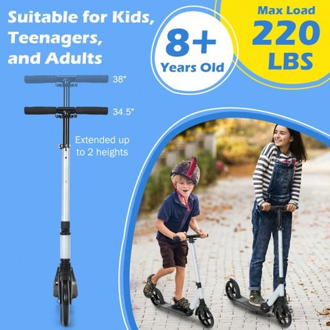 Lightweight Folding Kick Scooter with Strap and 8 Inches Wheel-Silver - Color: Silver