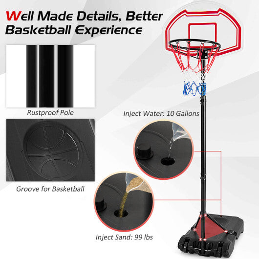 Height Adjustable Basketball Hoop with 2 Nets and Fillable Base - Minihomy