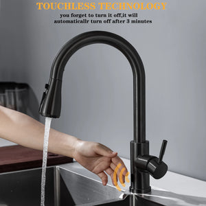 Smart Touchless Kitchen Faucet Brushed Poll Out Infrared Sensor Faucets Black/Nickel Infrared Water Mixer Taps