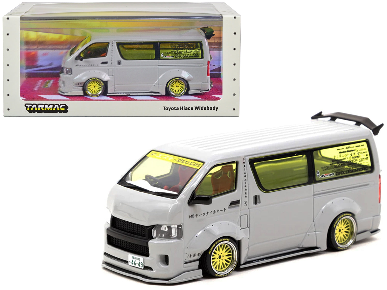 Toyota Hiace Widebody Van RHD (Right Hand Drive) Gray "Hobby43" 1/43 Diecast Model Car by Tarmac Works