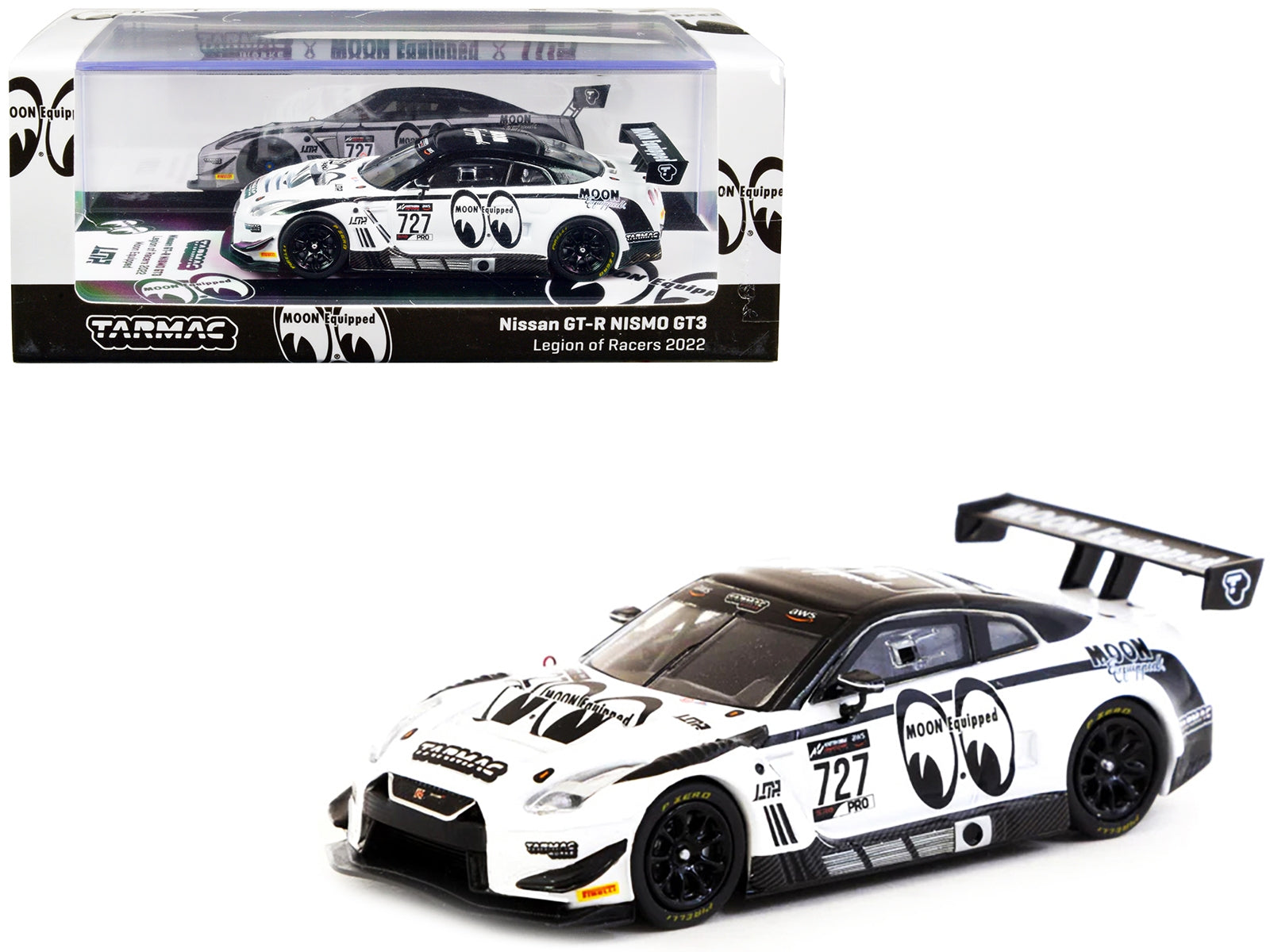 Nissan GT-R Nismo GT3 #727 "Moon Equipped" Legion of Racers (2022) "Hobby64" Series 1/64 Diecast Model Car by Tarmac Works - Minihomy