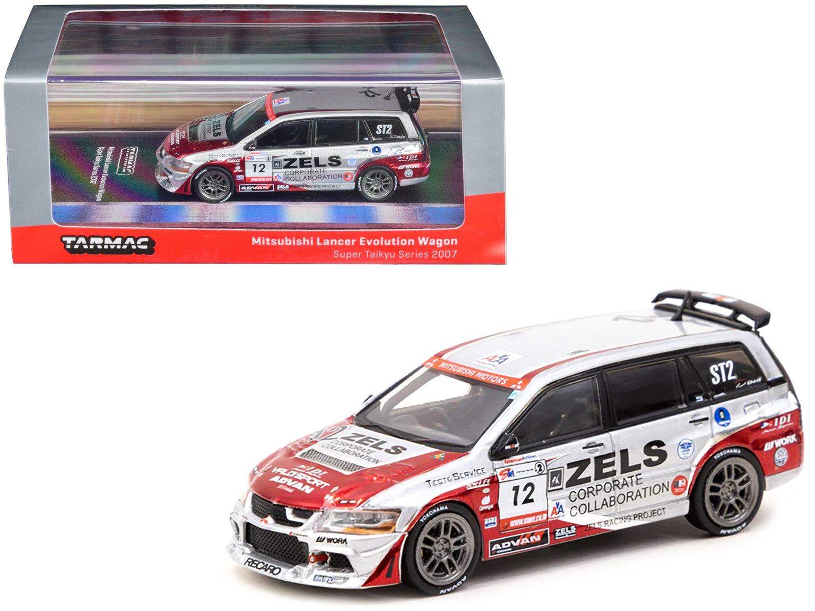 Tarmac Works 1/64 Diecast: Mitsubishi Lancer Evo Wagon #12 "Super Taikyu Series" '07 "Hobby64"