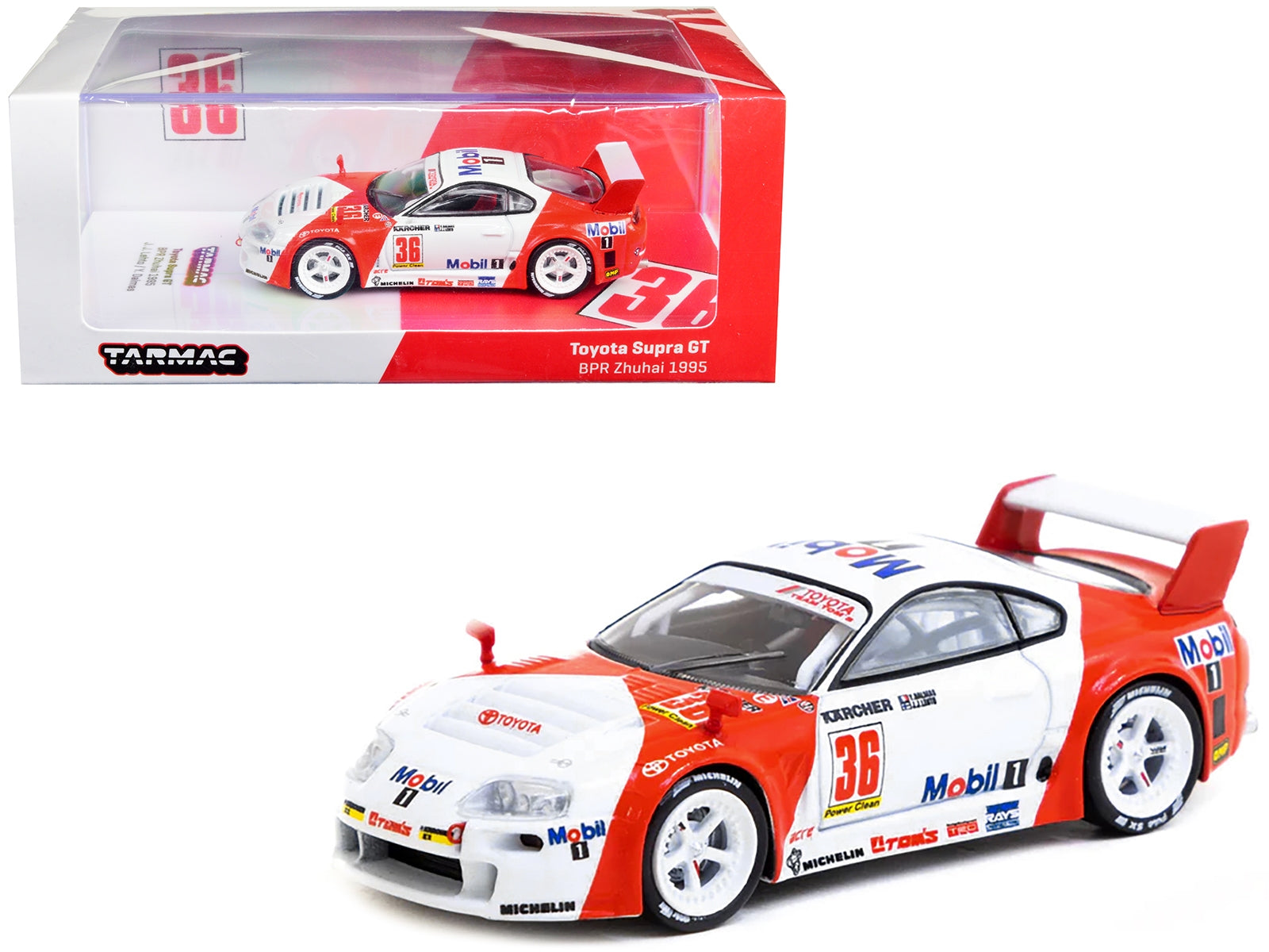 Toyota Supra GT RHD (Right Hand Drive) #36 JJ Lehto - Yannick Dalmas "BPR Zhuhai" (1995) "Hobby64" Series 1/64 Diecast Model Car by Tarmac Works