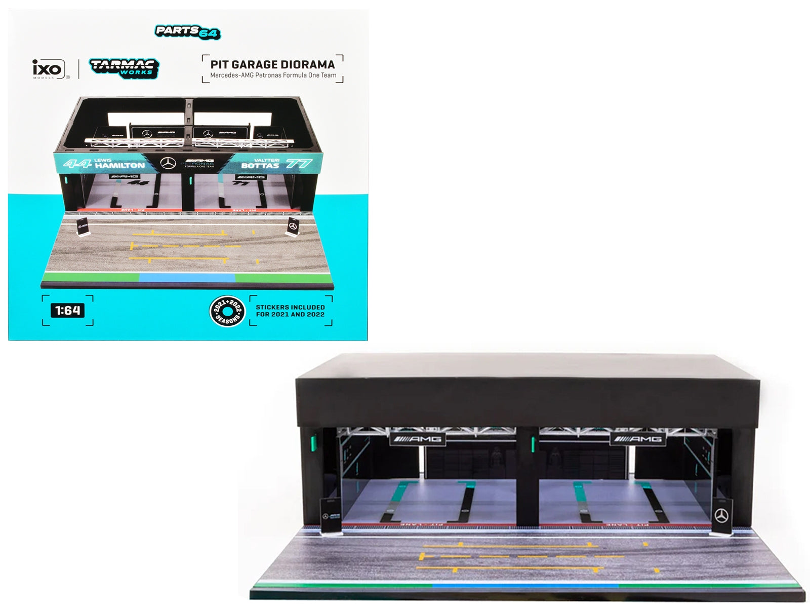 Pit Garage Diorama "Mercedes-AMG Petronas Formula One Team" Display for 1/64 Scale Models by Tarmac works - Minihomy