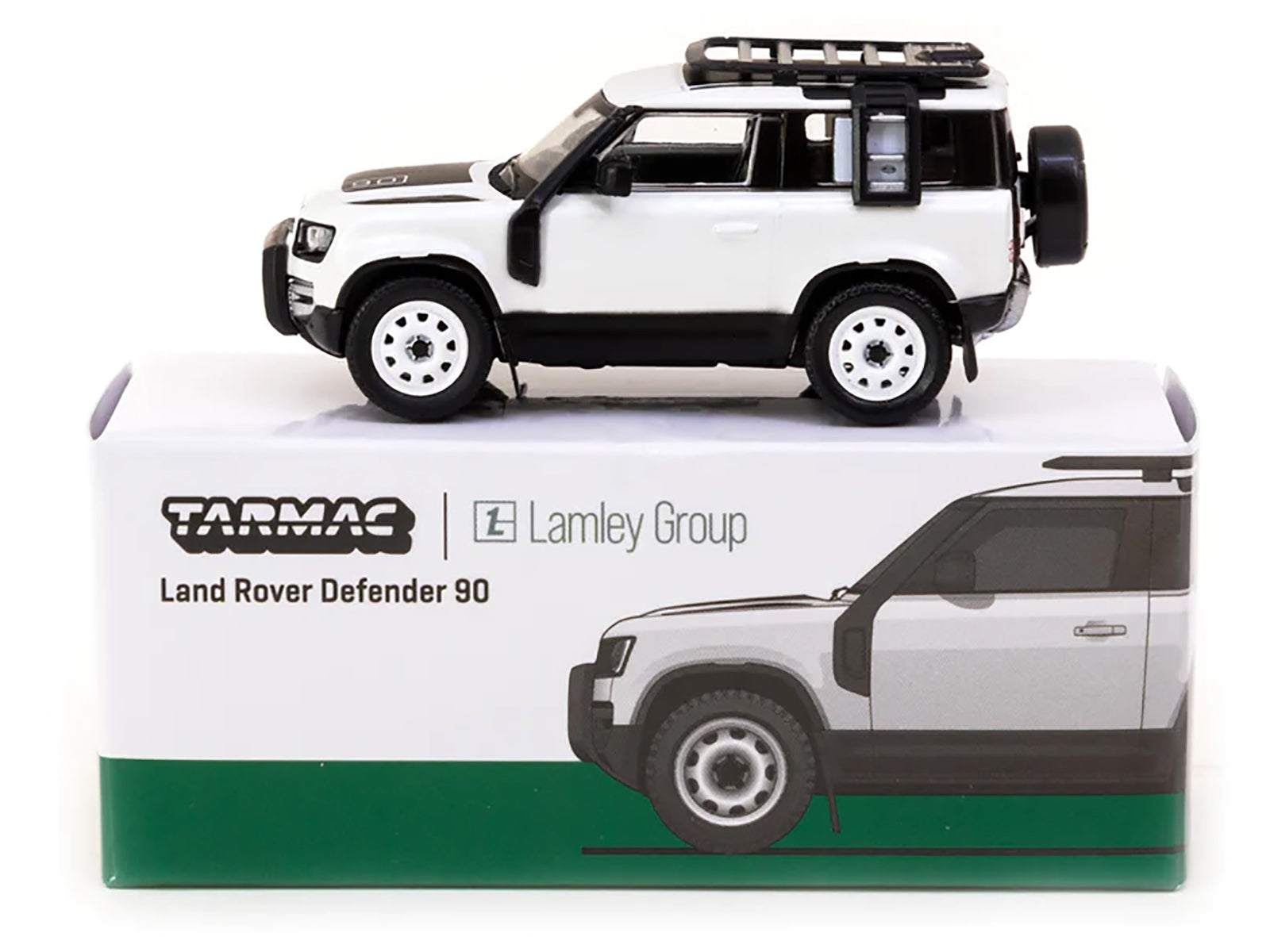 Land Rover Defender 90 White Metallic with Roof Rack "Lamley Special Edition" "Global64" Series 1/64 Diecast Model by Tarmac Works - Minihomy