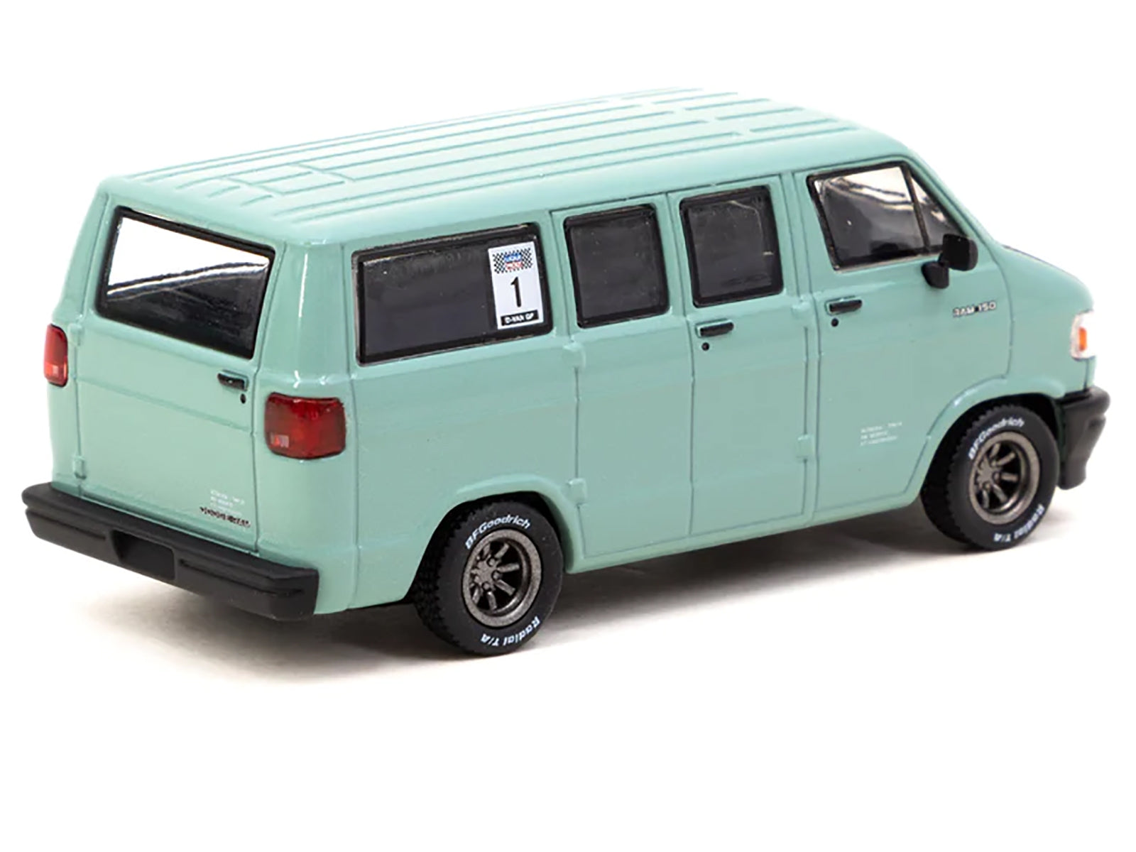 Dodge RAM 150 Van Light Green with Black Hood "Global64" Series 1/64 Diecast Model Car by Tarmac Works - Minihomy