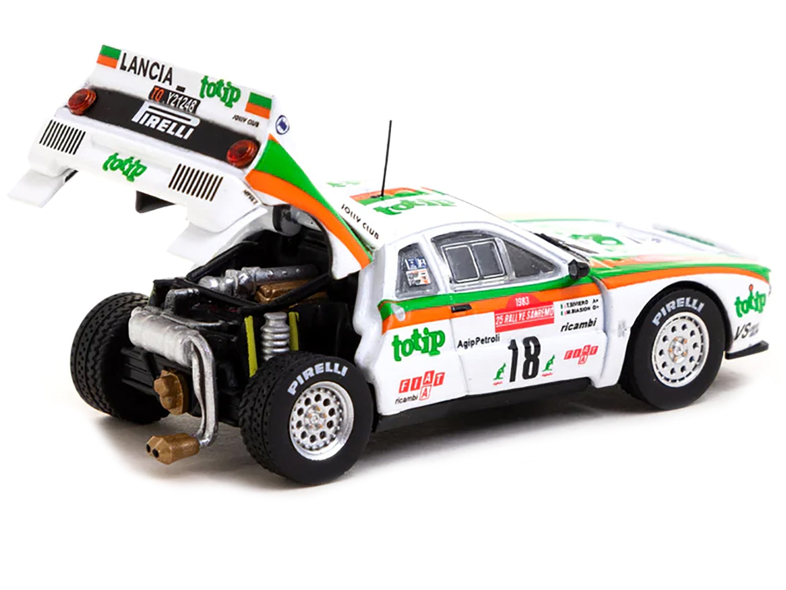 Lancia 037 Rally #18 Miki Biasion - Tiziano Siviero "Rallye Sanremo" (1983) "Hobby64" Series 1/64 Diecast Model Car by Tarmac Works - Minihomy