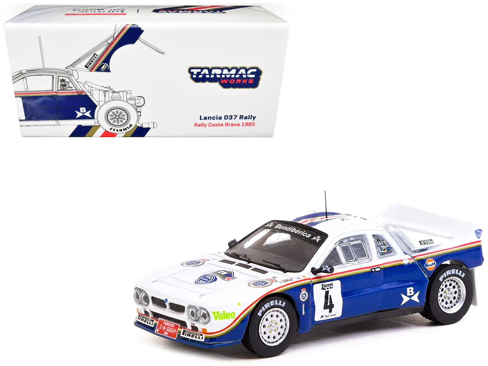 Lancia 037 #4 Salvador Servia - Jordi Sabater Third Place Rally Costa Brava (1985) "Hobby64" Series 1/64 Diecast Model Car by Tarmac Works - Minihomy