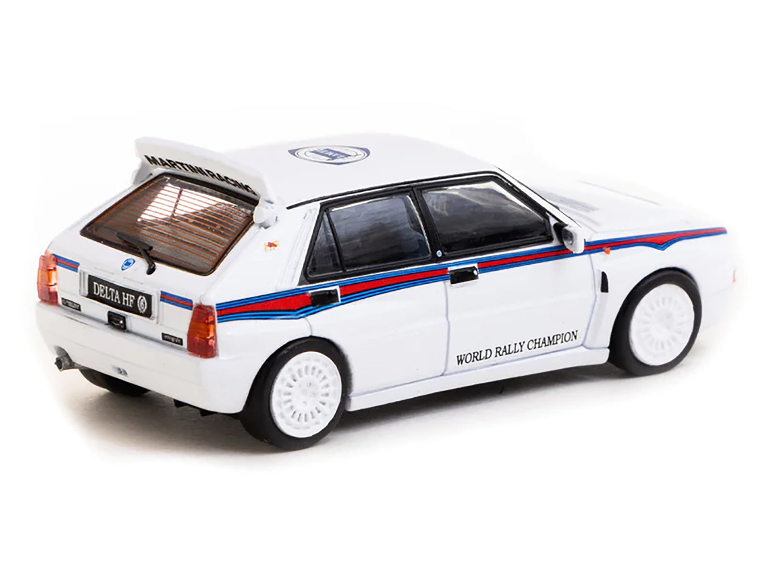 Lancia Delta HF Integrale White with Red and Blue Stripes "Martini 6 - World Rally Champion" "Road64" Series 1/64 Diecast Model Car by Tarmac Works - Minihomy