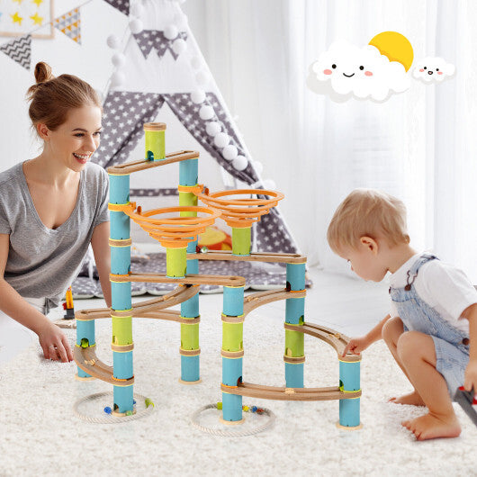 162 Pieces Bamboo Marble Run Educational Learning Toy Set - Minihomy