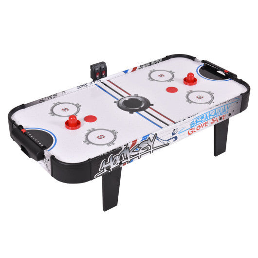 42 Inch Air Powered Hockey Table Top Scoring 2 Pushers - Color: White - Minihomy