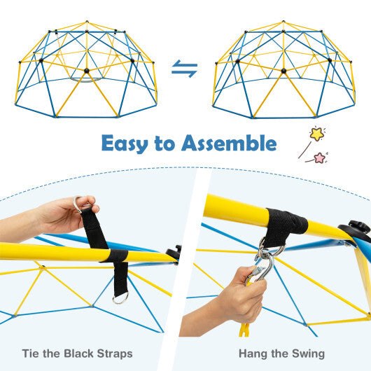 10 Feet Dome Climber with Swing and 800 Lbs Load Capacity-Multicolor - Color: Multicolor - Minihomy