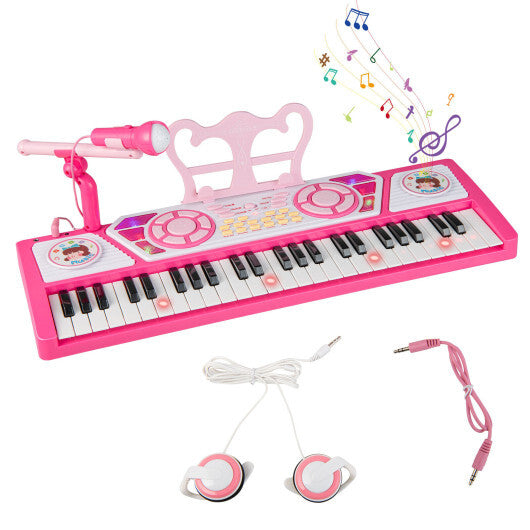 49 Keys Kids Piano Keyboard for Kids 3+-Pink - Minihomy