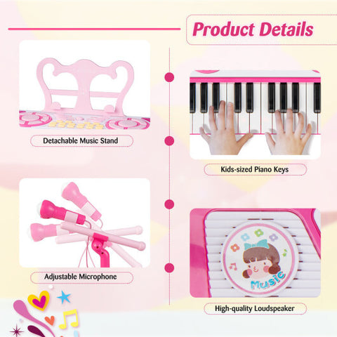 49 Keys Kids Piano Keyboard for Kids 3+-Pink