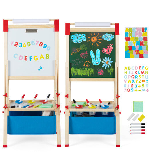 3-in-1 Double-Sided Adjustable Kid Easel for 3-8 Years Old Toddlers - Minihomy