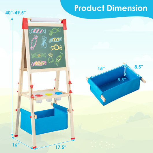 3-in-1 Double-Sided Adjustable Kid Easel for 3-8 Years Old Toddlers - Minihomy