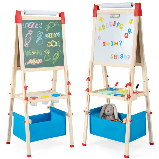 3-in-1 Double-Sided Adjustable Kid Easel for 3-8 Years Old Toddlers - Minihomy