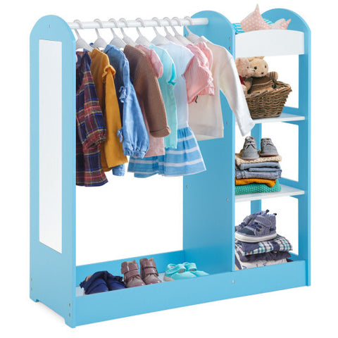 Kids Dress Up Storage with Mirror-Blue - Color: Blue