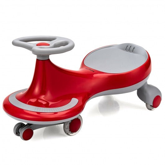 Wiggle Car Ride-on Toy with Flashing Wheels-Red - Color: Red