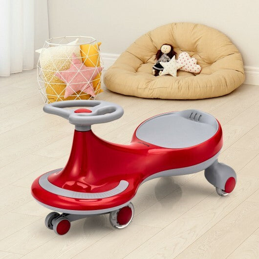 Wiggle Car Ride-on Toy with Flashing Wheels-Red - Color: Red