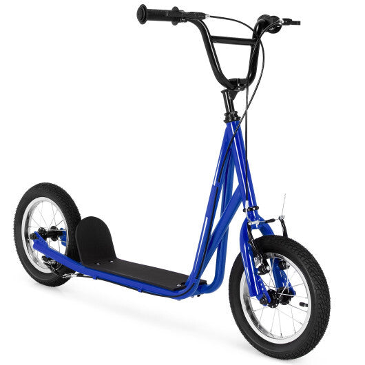 Height Adjustable Kid Kick Scooter with 12 Inch Air Filled Wheel-Navy - Color: Navy - Minihomy