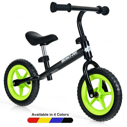 Kids No Pedal Balance Bike with Adjustable Handlebar and Seat-Black - Color: Black