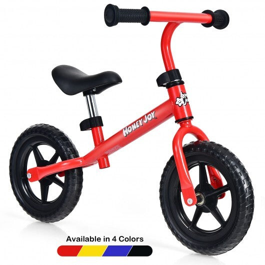 Kids No Pedal Balance Bike with Adjustable Handlebar and Seat-Red - Color: Red