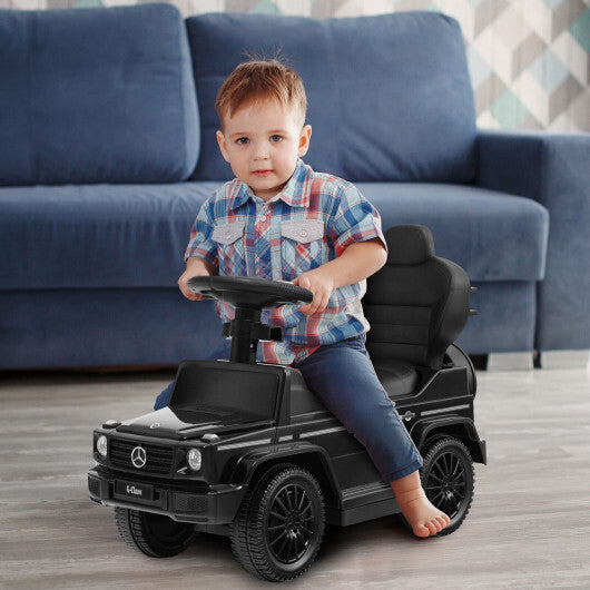 3-In-1 Ride on Push Car Mercedes Benz G350 Stroller Sliding Car with Canopy-Black - Color: Black - Minihomy