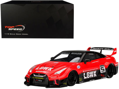 Nissan 35GT-RR Ver.1 LB-Silhouette Works GT #5 RHD (Right Hand Drive) LBWK Red and Black 1/18 Model Car by Top Speed