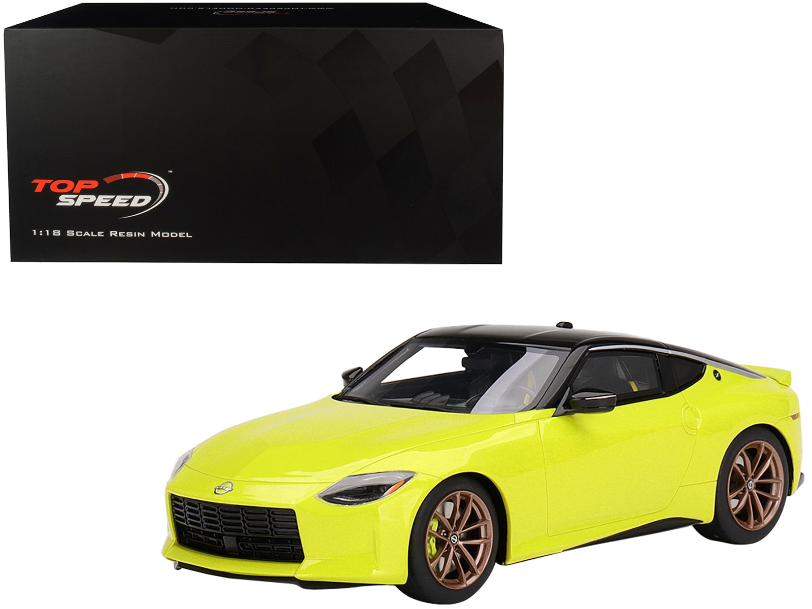 2023 Nissan Z Proto Spec Ikazuchi Yellow with Black Top 1/18 Model Car by Top Speed - Minihomy