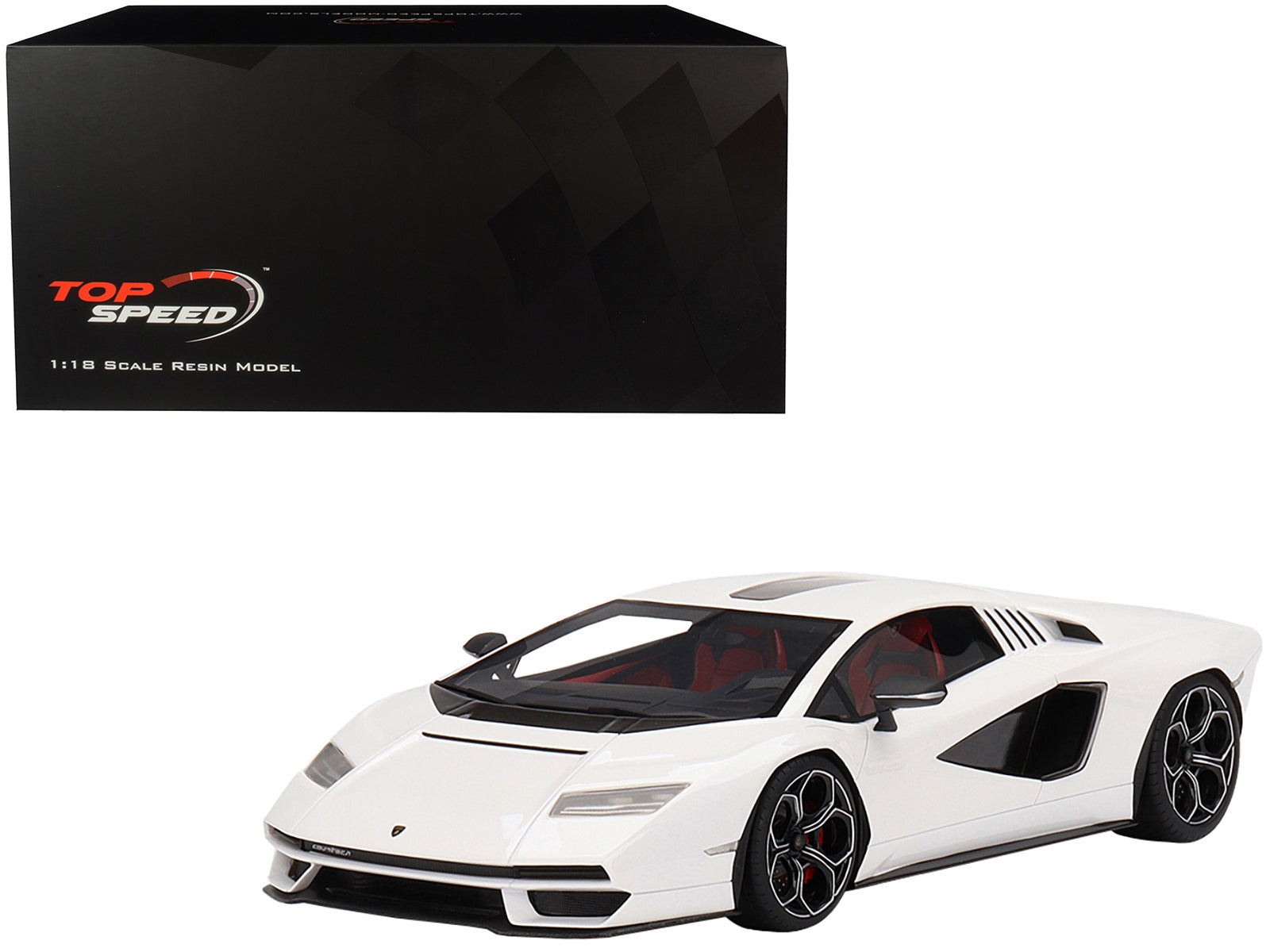 Lamborghini Countach LPI 800-4 Bianco Siderale White with Black Accents 1/18 Model Car by Top Speed - Minihomy